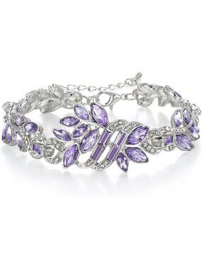 Purple Bracelet Cubic Zirconia Bracelet Crystal Elegant Tennis Bracelet